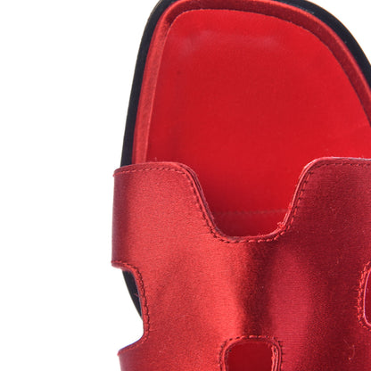 Hermes Satin Oran Sandals 38.5 Red 8 of 18