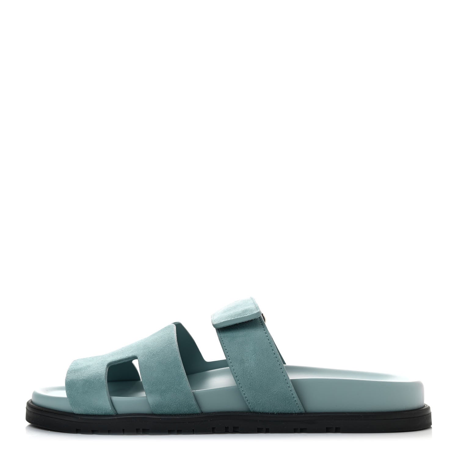 Hermes Suede Goatskin Womens Chypre Sandals 40 Vert d'eau 1 of 8
