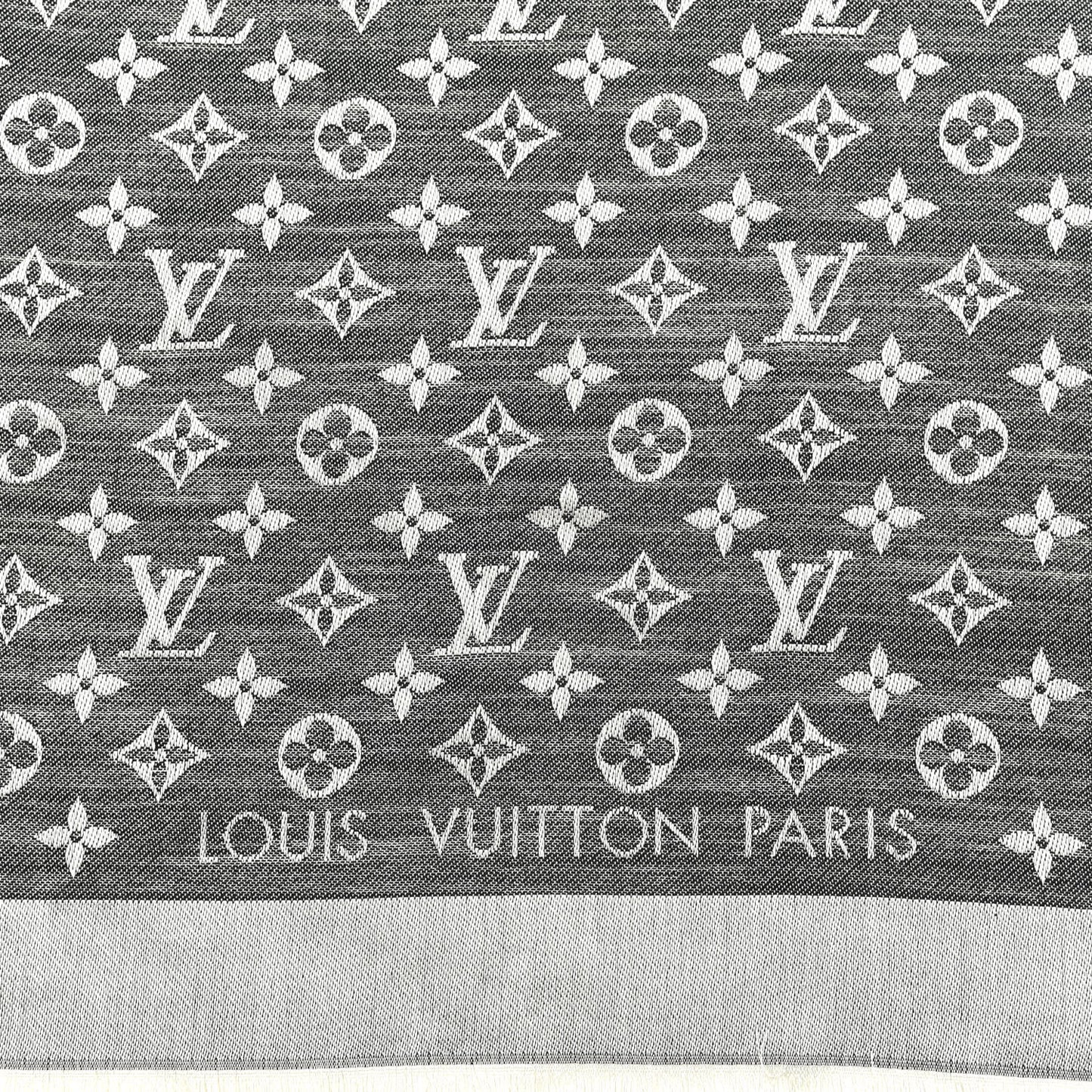 Silk Wool Monogram Denim Shawl Black