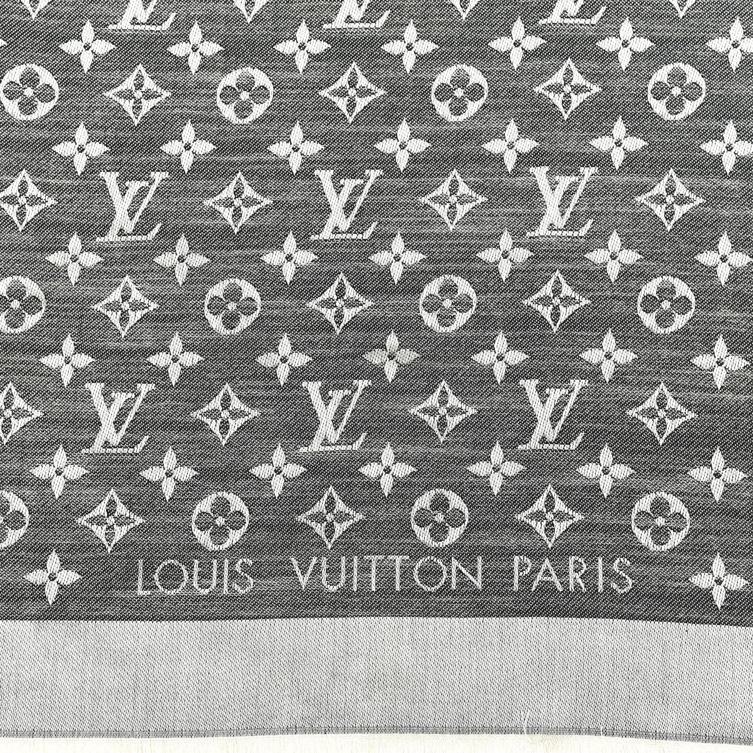 Louis Vuitton Silk Wool Monogram Denim Shawl Black 2 of 4