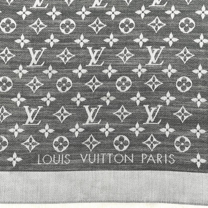 Louis Vuitton Silk Wool Monogram Denim Shawl Black 2 of 4