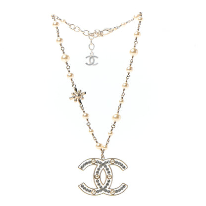 Chanel Pearl Crystal Sparkling Pearls CC Necklace Gold 3 of 6
