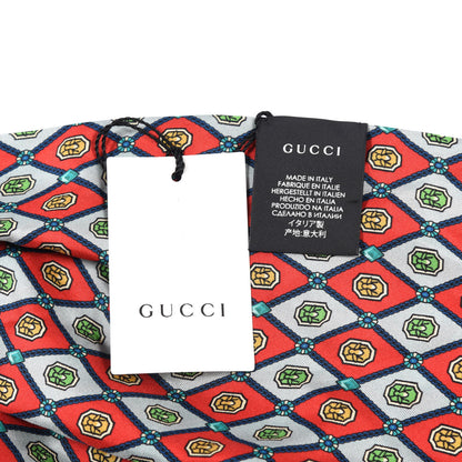 Gucci Silk Argyle Chain Print Scarf Red Multicolor 3 of 5