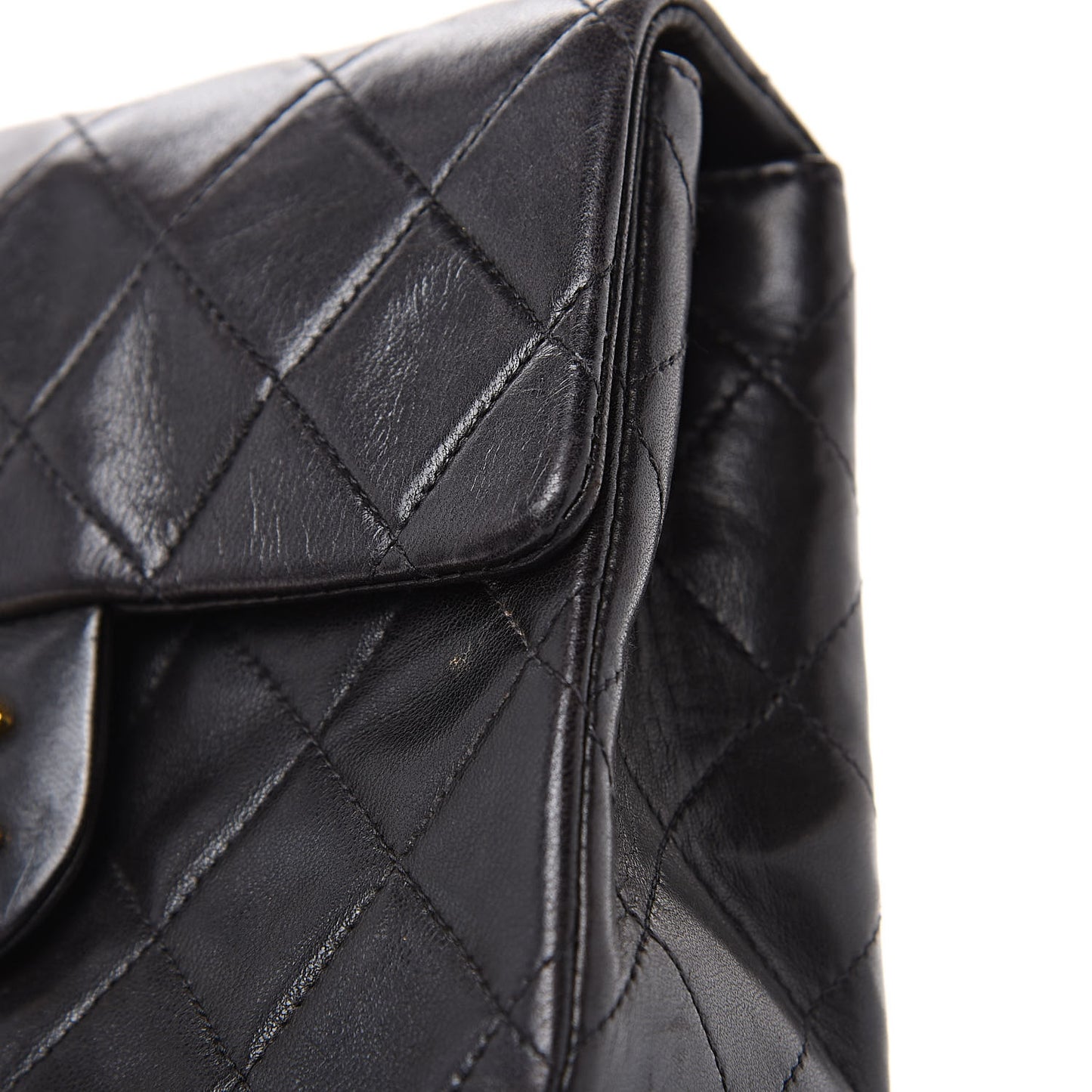 Lambskin Quilted Mini Square Flap Black