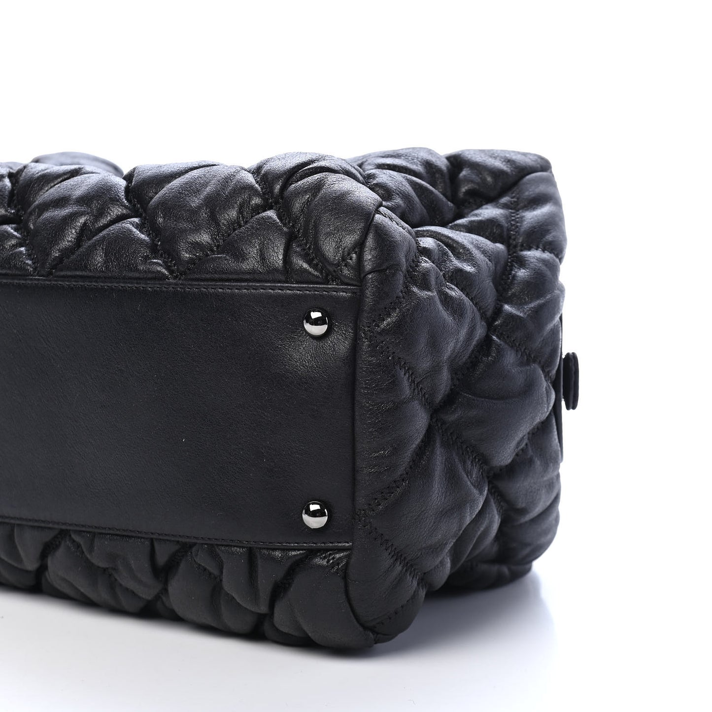 Calfskin Bubble Quilt Bowler Black