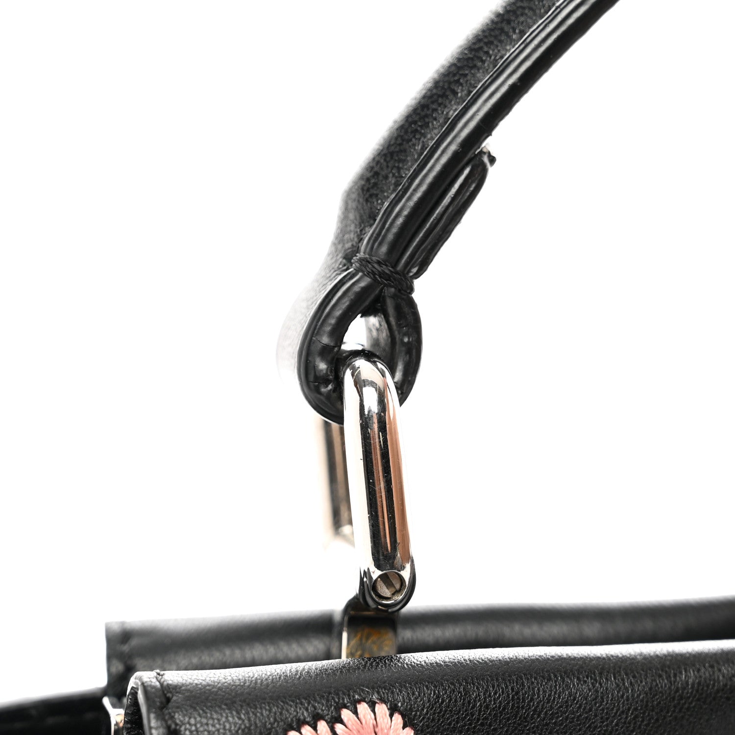 Fendi Nappa Rosebud Embroidered Mini Peekaboo Iconic Satchel Black Multicolor 12 of 12