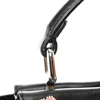 Fendi Nappa Rosebud Embroidered Mini Peekaboo Iconic Satchel Black Multicolor 12 of 12