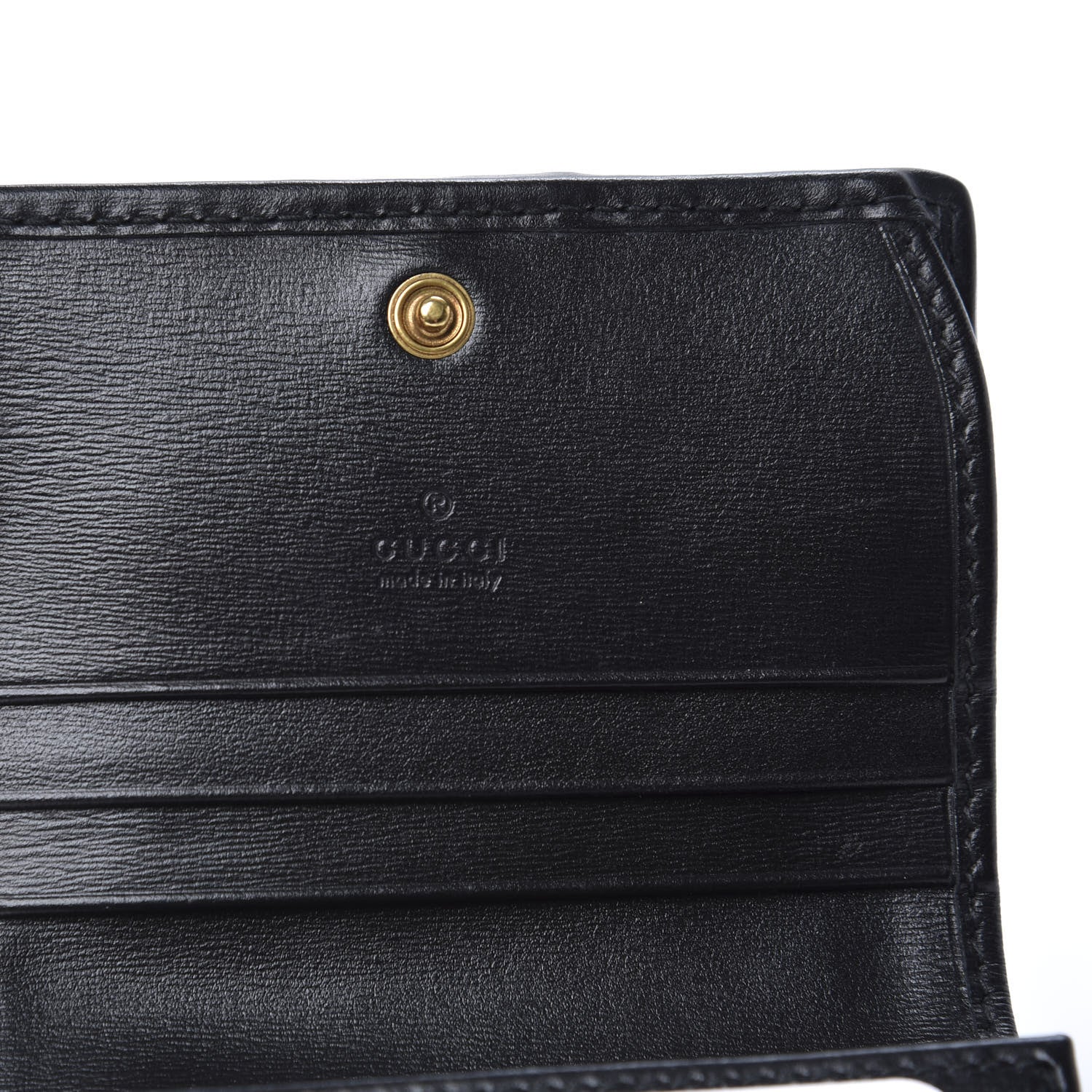 Gucci Calfskin Web Trapuntata GG Marmont Card Case Wallet Black 6 of 9