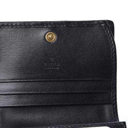 Gucci Calfskin Web Trapuntata GG Marmont Card Case Wallet Black 6 of 9
