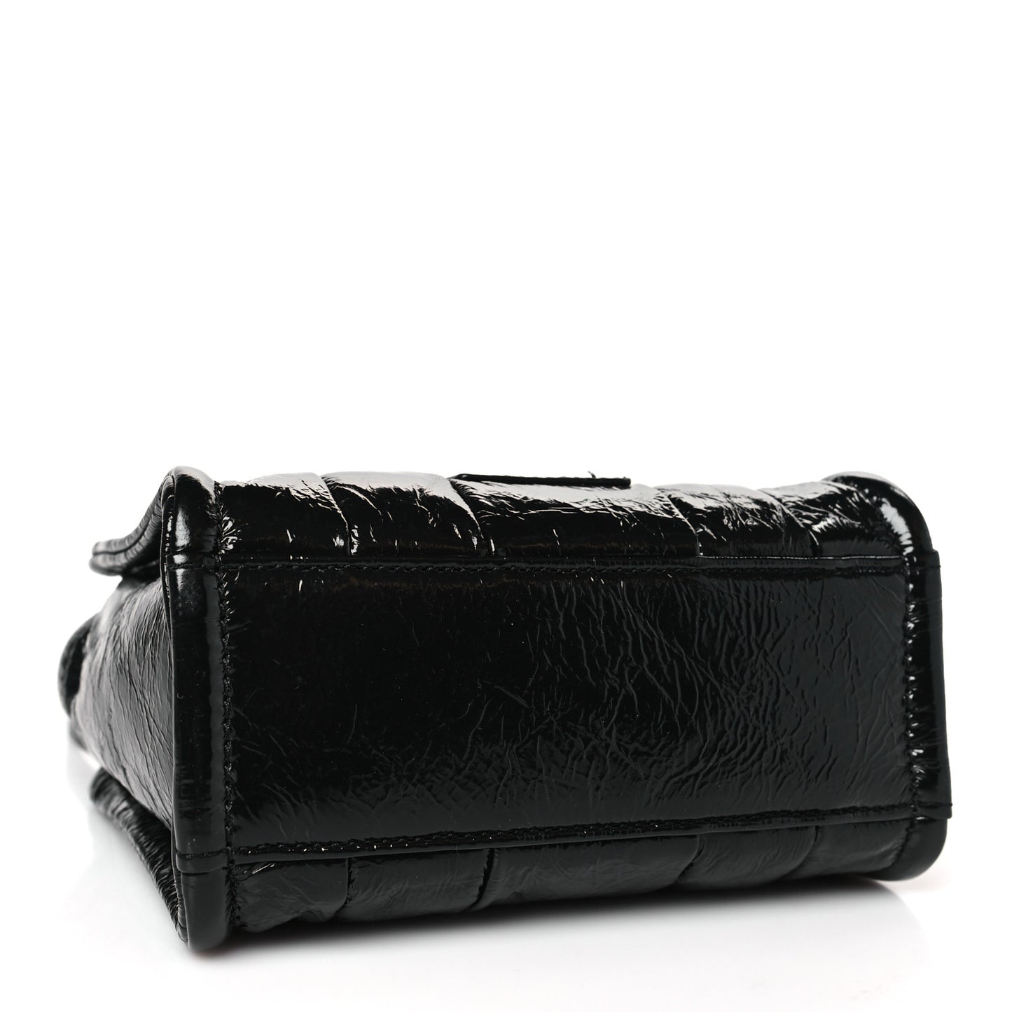 Shiny Crinkled Calfskin Mini The Tote Bag Black