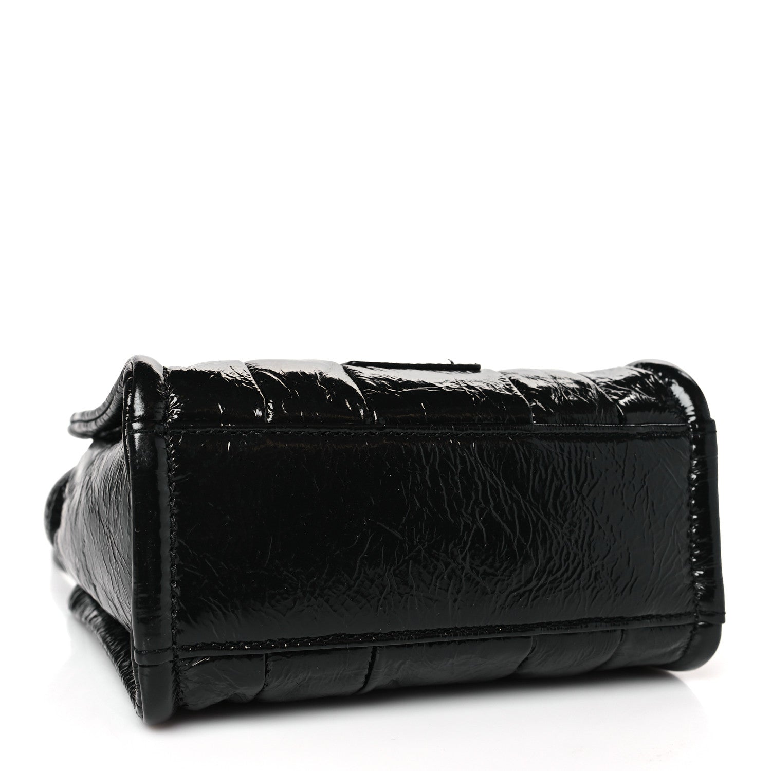 Marc Jacobs Shiny Crinkled Calfskin Mini The Tote Bag Black 3 of 8