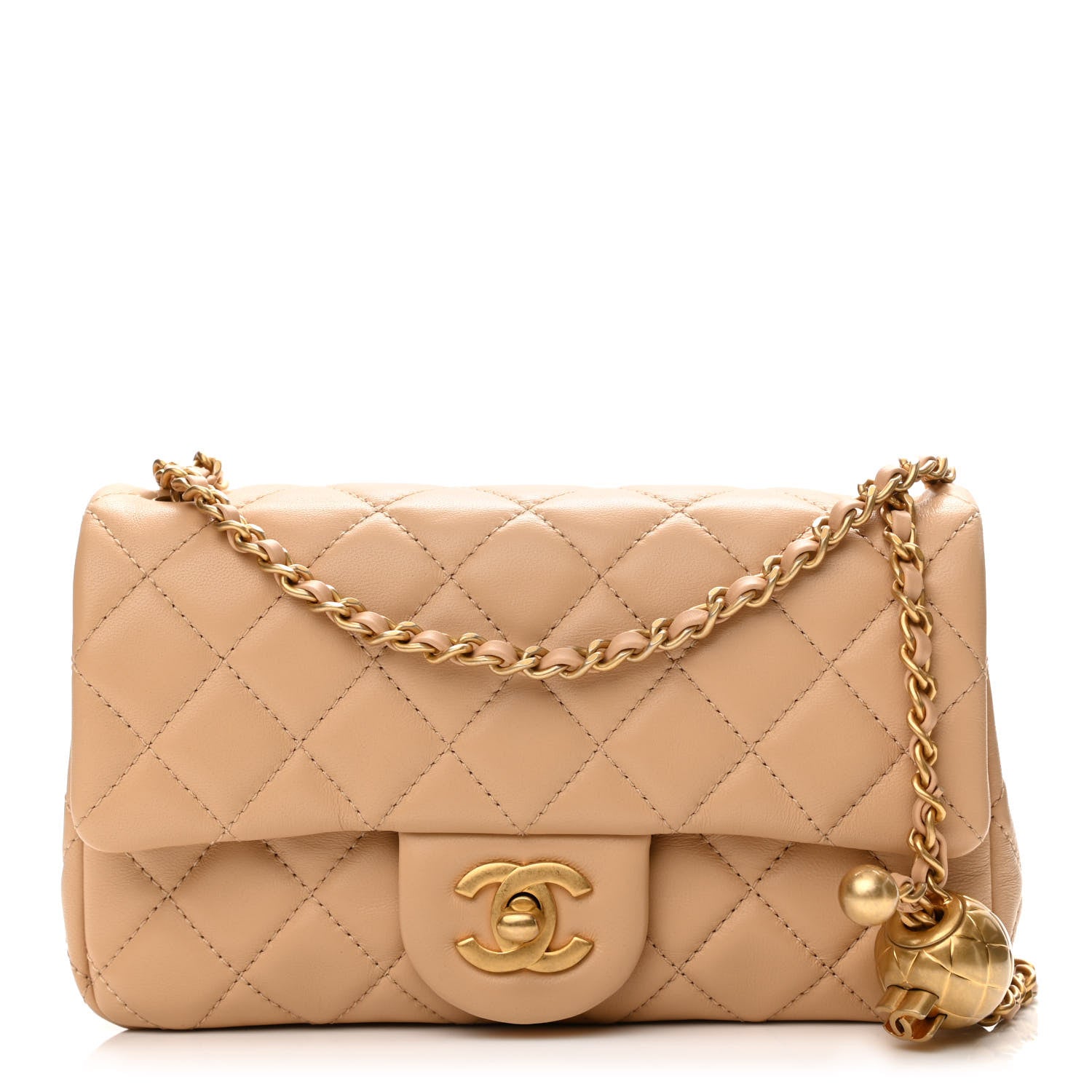 Chanel Lambskin Quilted Mini Rectangular Pearl Crush Flap Beige 1 of 11