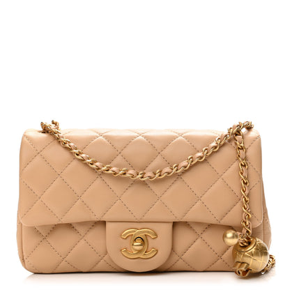 Chanel Lambskin Quilted Mini Rectangular Pearl Crush Flap Beige 1 of 11