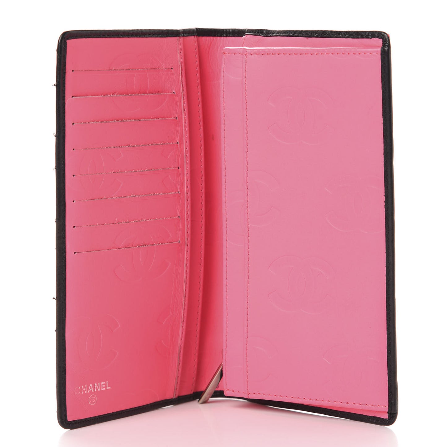Calfskin Quilted Cambon Yen Wallet Black