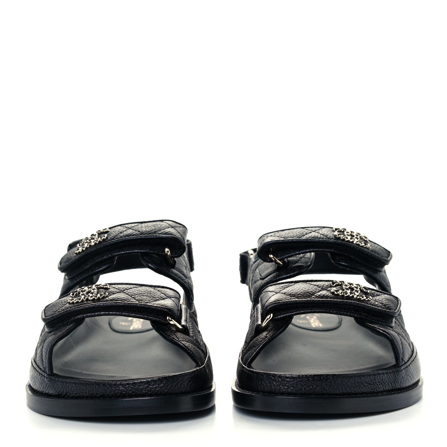 Chanel Grained Calfskin Velcro Dad Sandals 39 Black 3 of 10