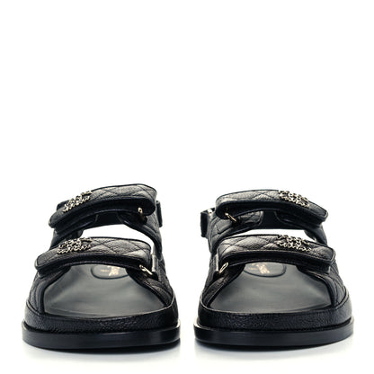 Chanel Grained Calfskin Velcro Dad Sandals 39 Black 3 of 10