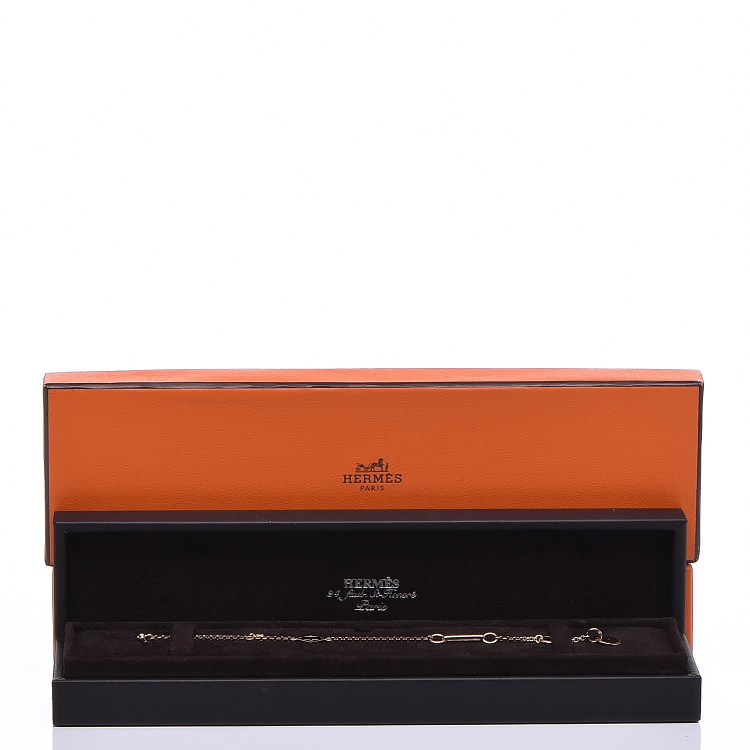 Hermes 18K Rose Gold Diamond Gambade Bracelet SH 6 of 11