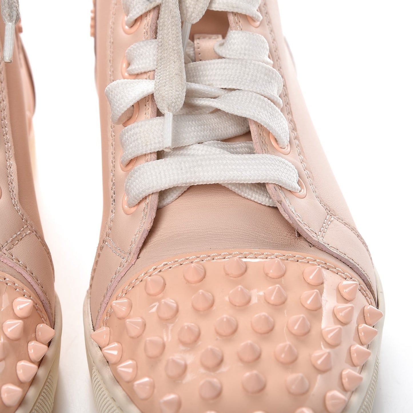 Patent Calfskin Lou Spikes Flat Sneakers 38 Poudre