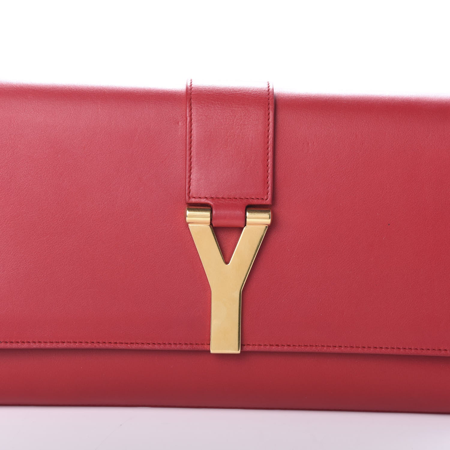 Saint Laurent Calfskin Classic Y Ligne Clutch Red 7 of 7