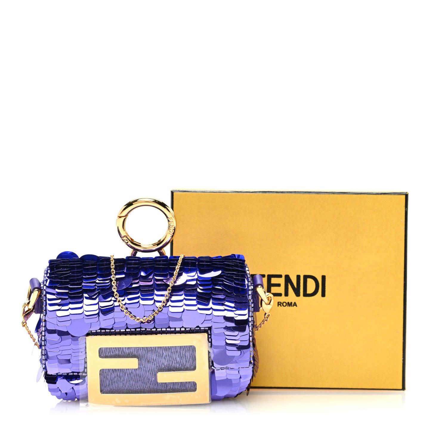 Sequin Paillettes Shiny Nappa Sex and the City Nano Maxi Buckle Baguette Charm Viola Purple