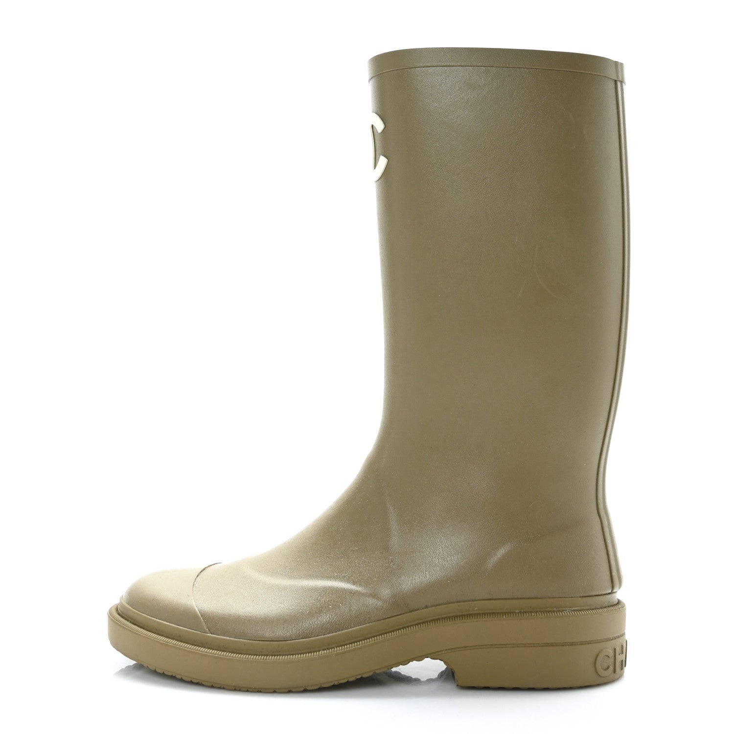 Chanel Caoutchouk CC High Boots 39 Dark Beige 1 of 8
