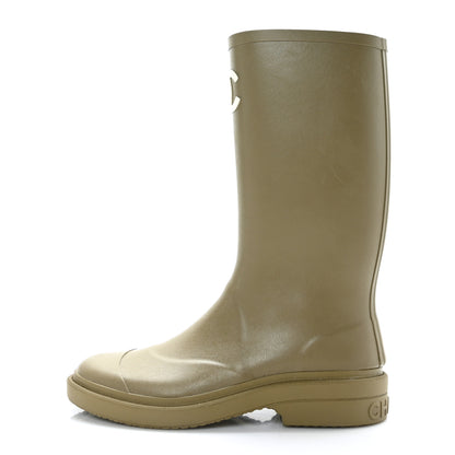 Chanel Caoutchouk CC High Boots 39 Dark Beige 1 of 8