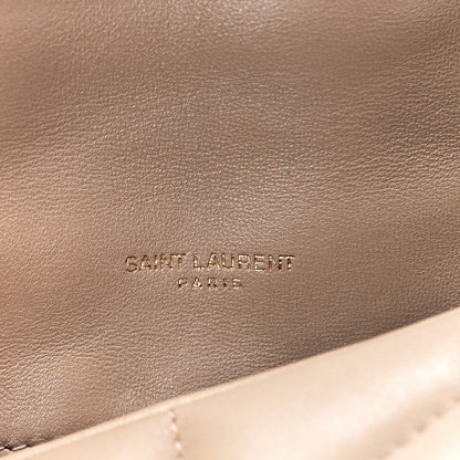 Saint Laurent Lambskin Quilted Toy Loulou Puffer Monogram Chain Satchel Dark Beige 7 of 13