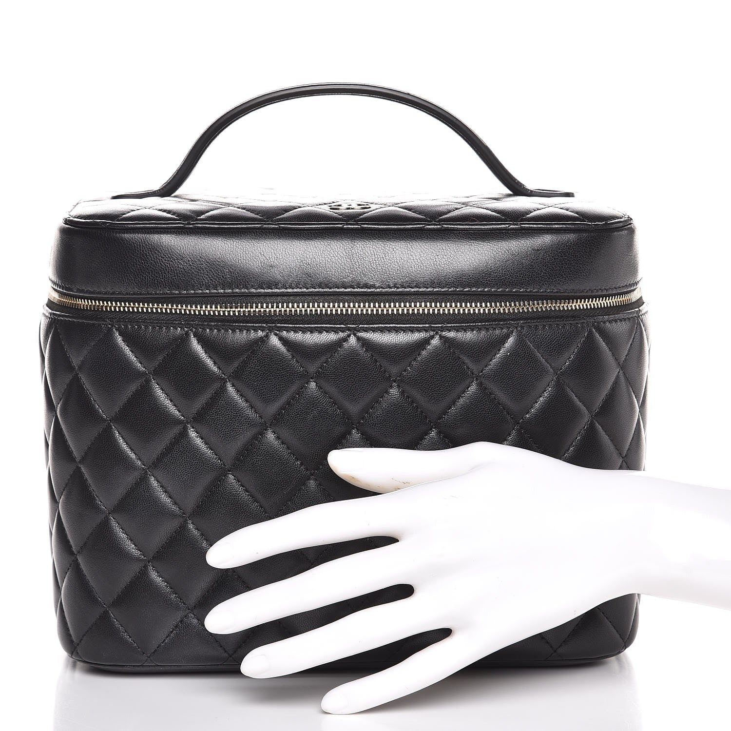 Chanel Lambskin Quilted Small Vanity Pouch Black 2 of 10