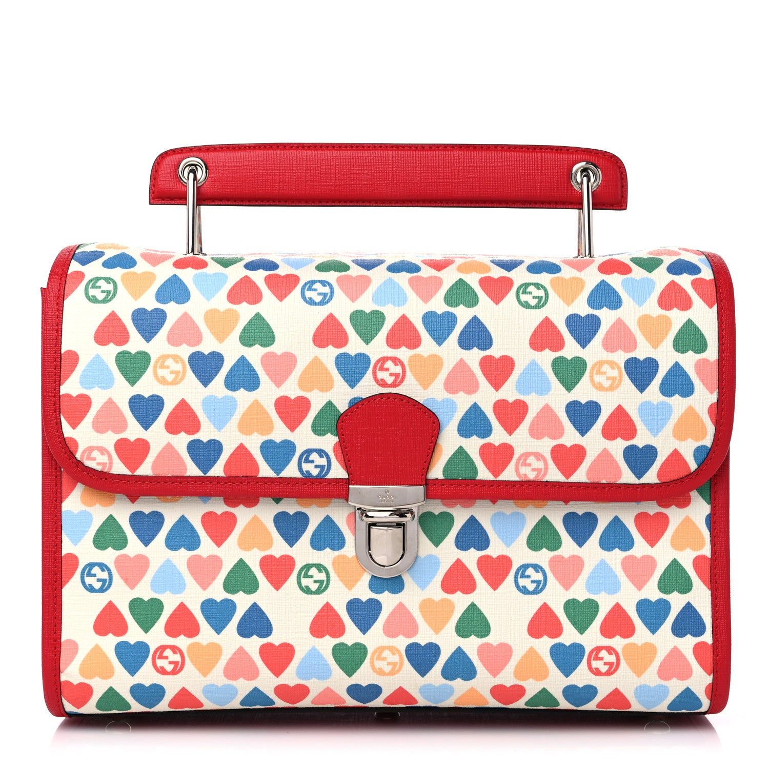 Gucci Coated Canvas Childrens Heart Buckle Top Handle Red 1 of 10
