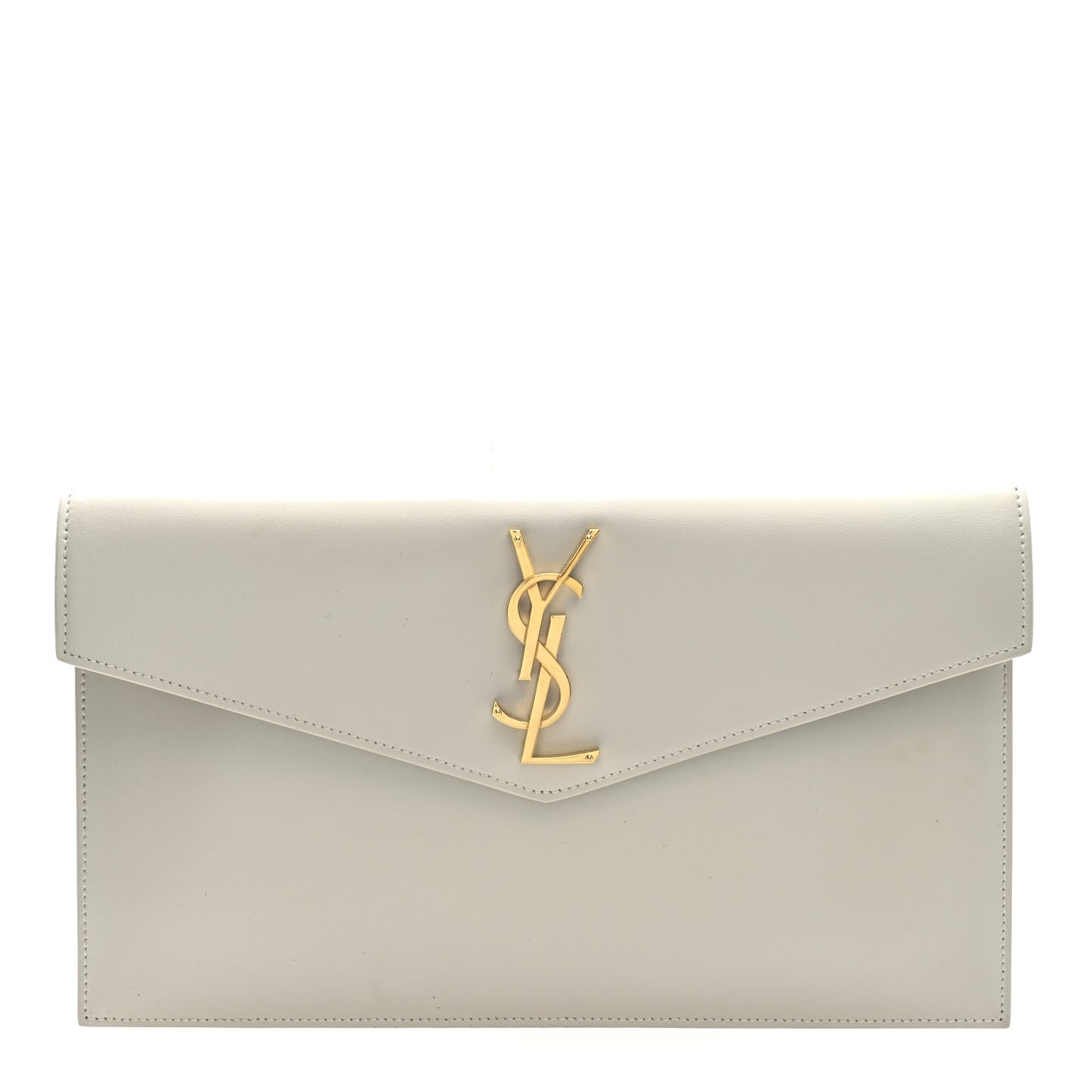 Smooth Shiny Calfskin Uptown Pouch Crema Soft
