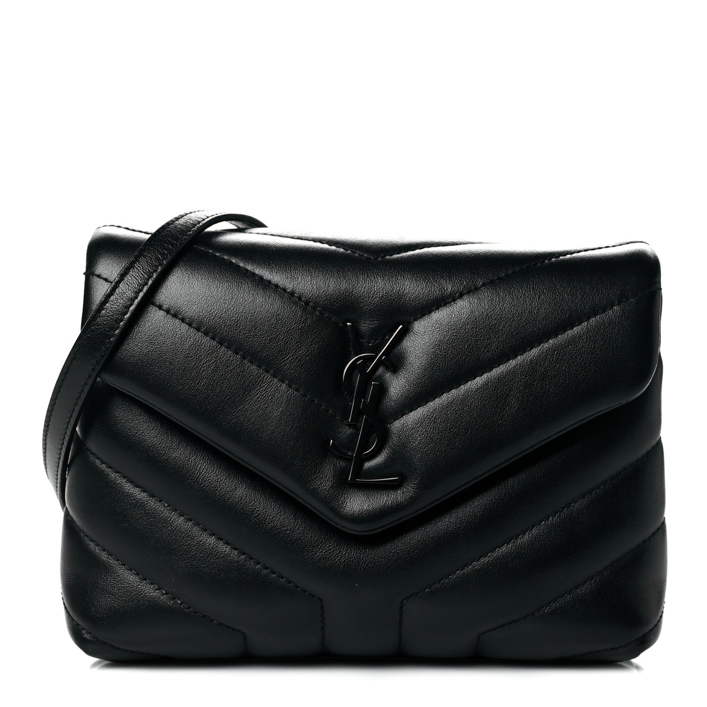 Calfskin Y Quilted Monogram Toy Loulou Crossbody Bag Black