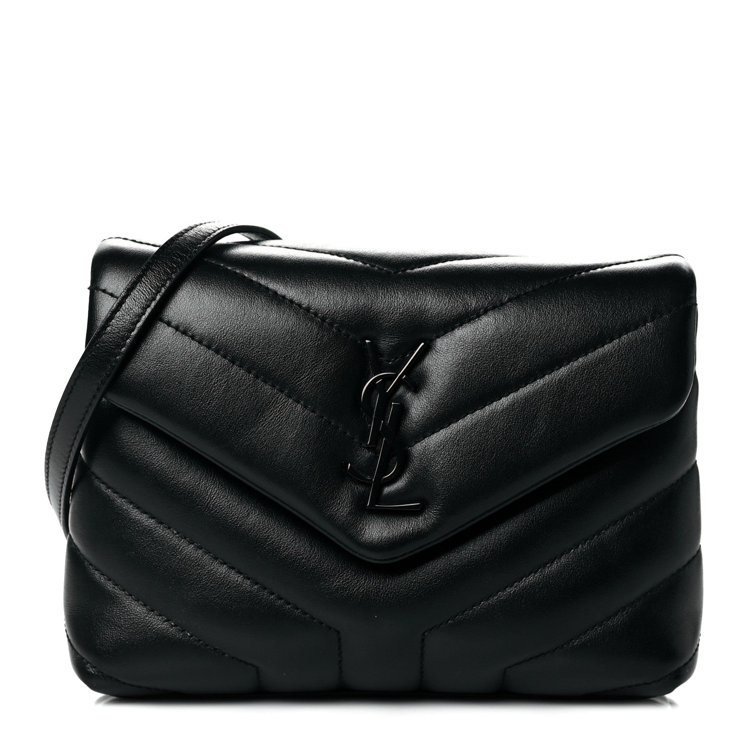 Saint Laurent Calfskin Y Quilted Monogram Toy Loulou Crossbody Bag Black 1 of 13