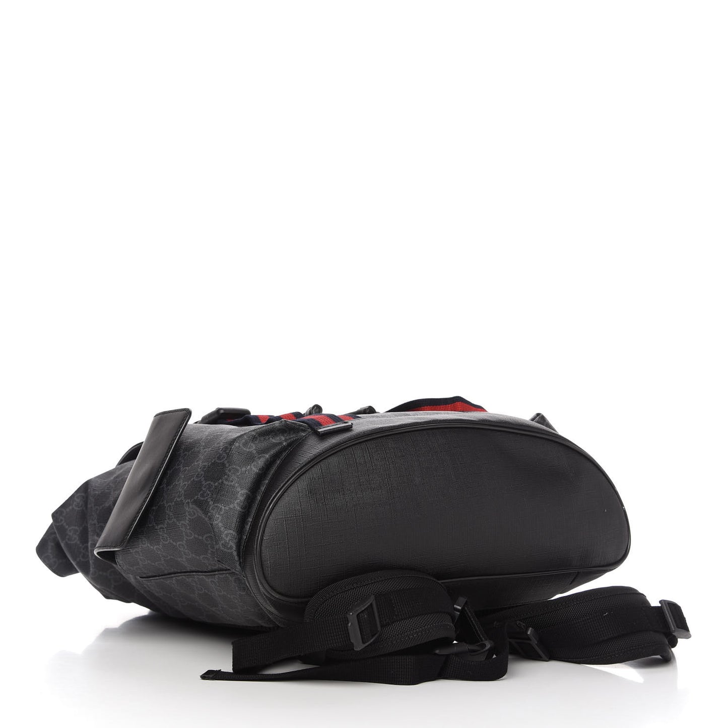 Soft GG Supreme Monogram Appia Calfskin Web Double Buckle Backpack Black