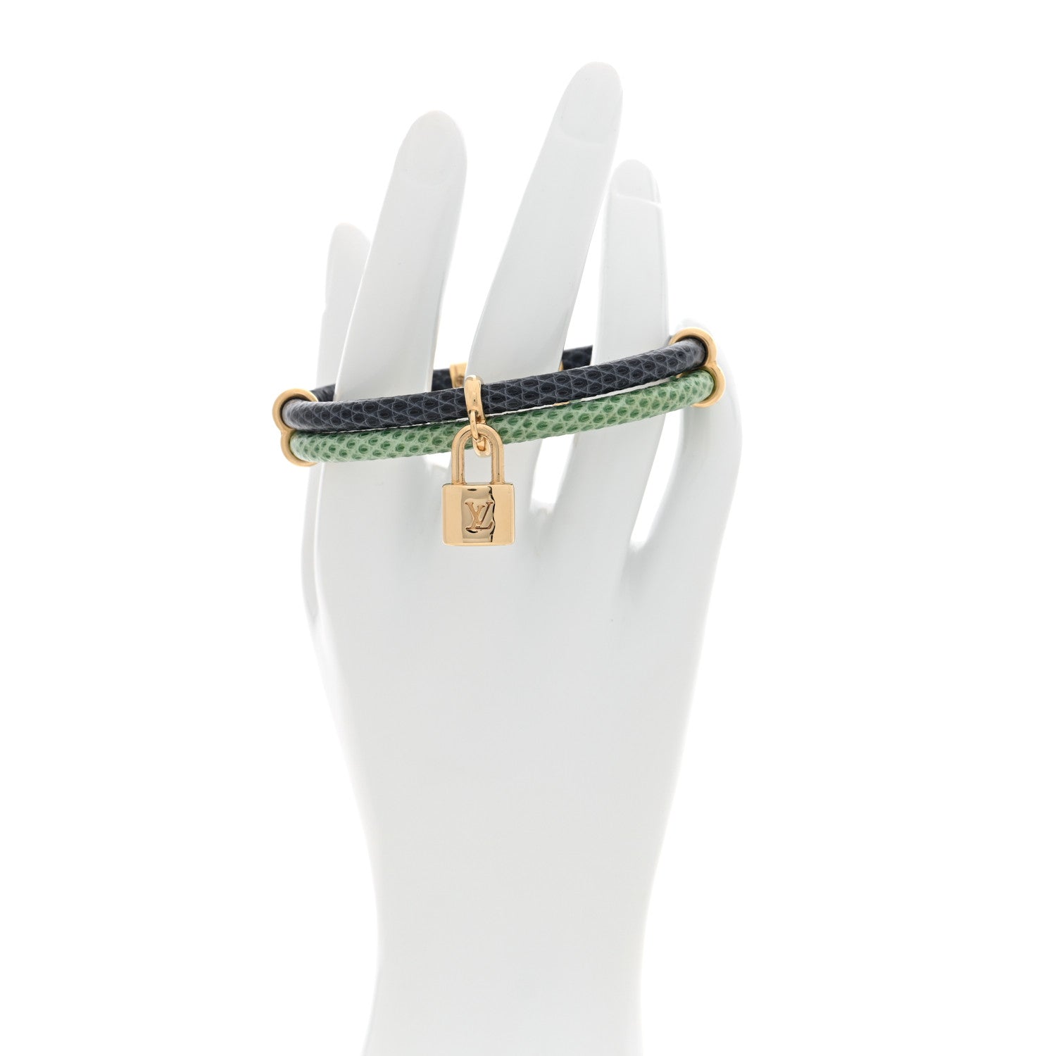 Louis Vuitton Snakeskin Keep It Twice Bracelet Blue Green 2 of 4