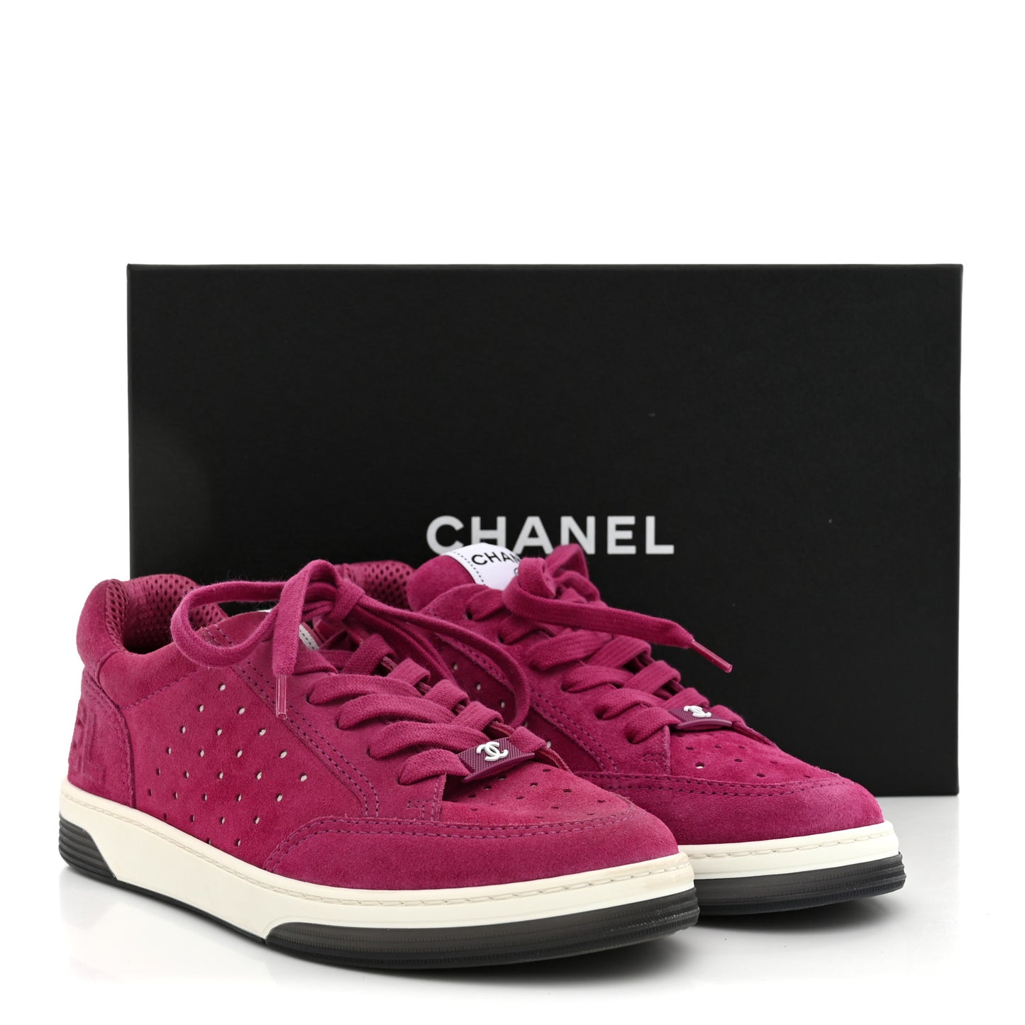 Suede Calfskin Logo Sneakers 37 Dark Pink