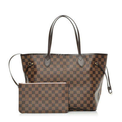Louis Vuitton Damier Ebene Neo Neverfull MM Rose Ballerine 1 of 8