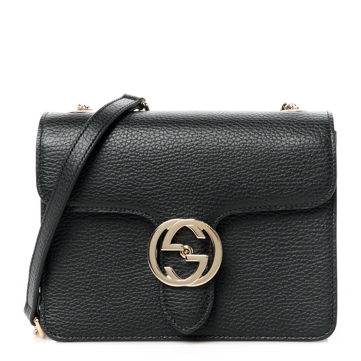 Gucci Dollar Calfskin Small Interlocking G Shoulder Bag Black 1 of 11