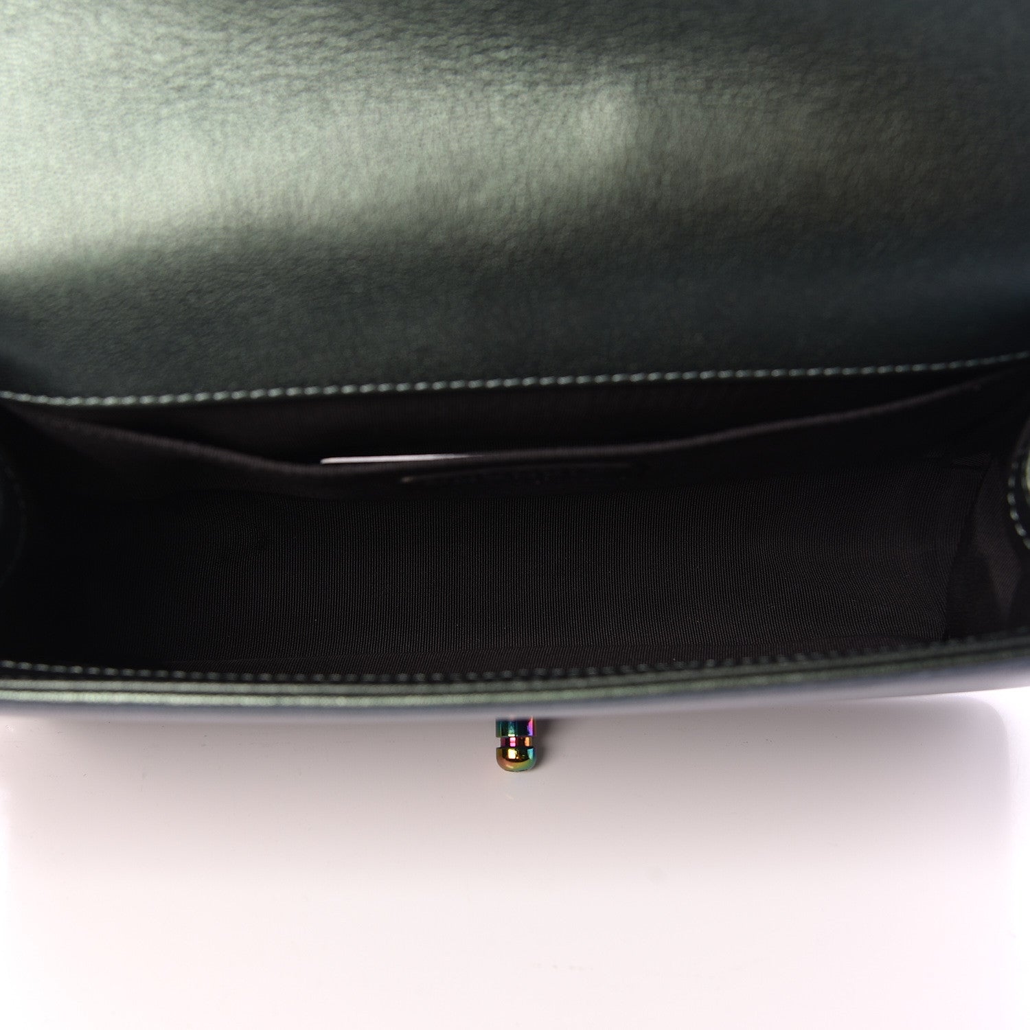 Chanel Iridescent Goatskin Quilted Medium Boy Flap Green 5 of 10