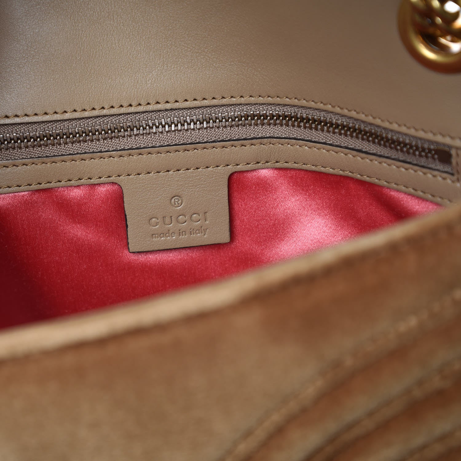 Gucci Velvet Matelasse Small GG Marmont Shoulder Bag Taupe 6 of 12