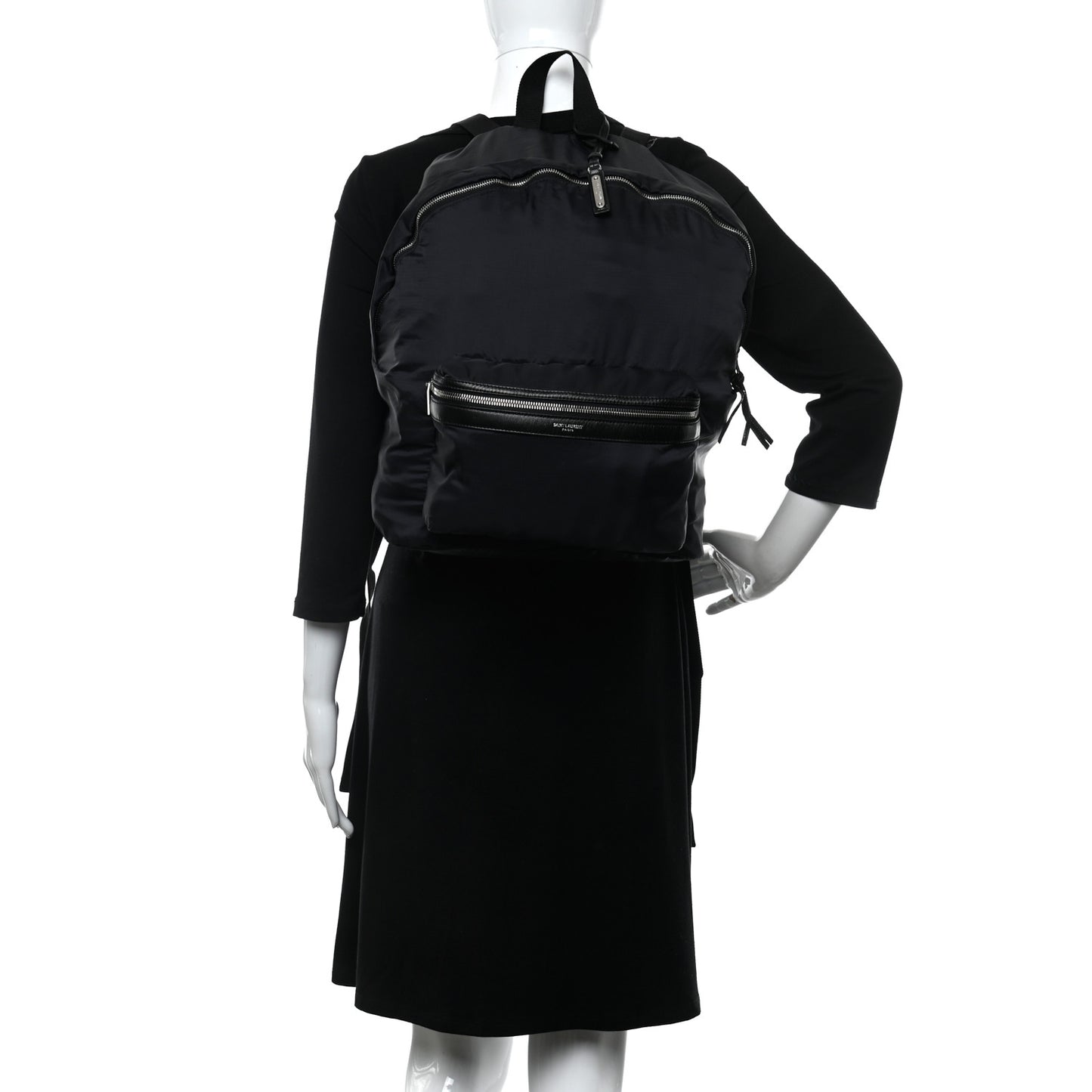 Nylon City Fold Up Backpack Belt Bag Black
