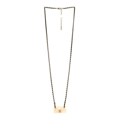 Chanel Metal Resin Calfskin Quilted CC Turnlock Chain Bag Necklace Gold White 3 of 5