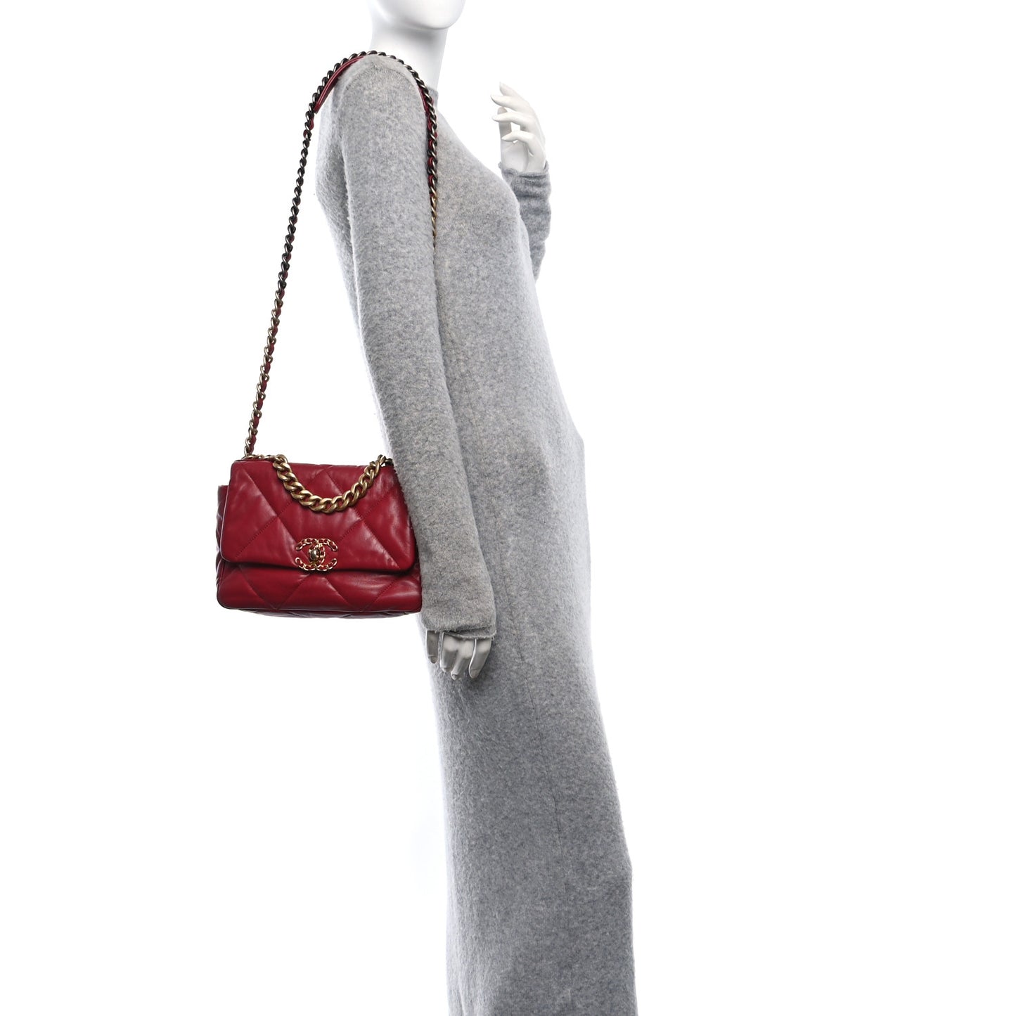 Goatskin Quilted Medium Chanel 19 Flap Red