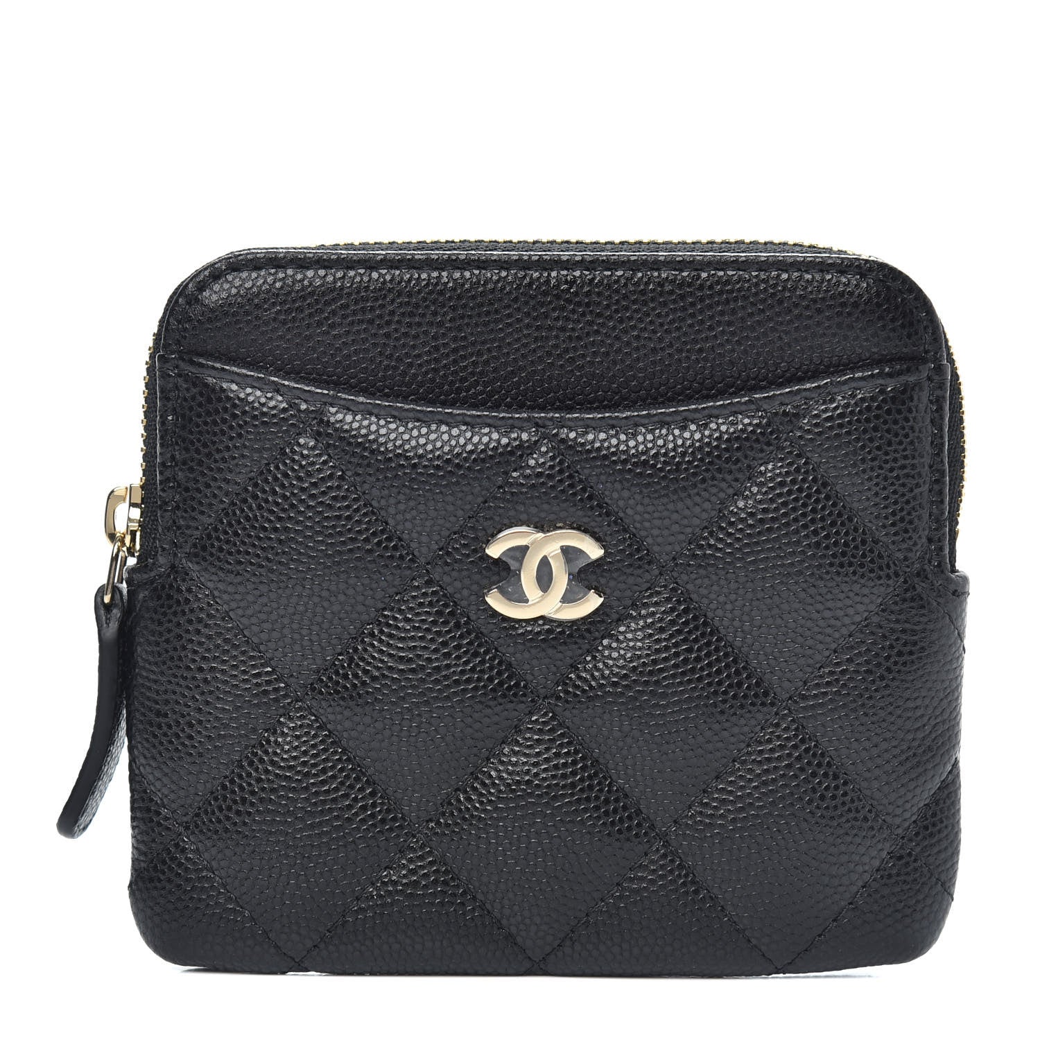 Chanel Caviar Quilted Zip Card Holder Wallet Black 1 of 8