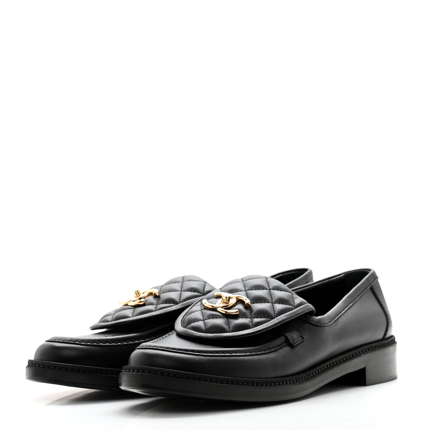 Lambskin Quilted CC Turnlock Loafers 41 Black