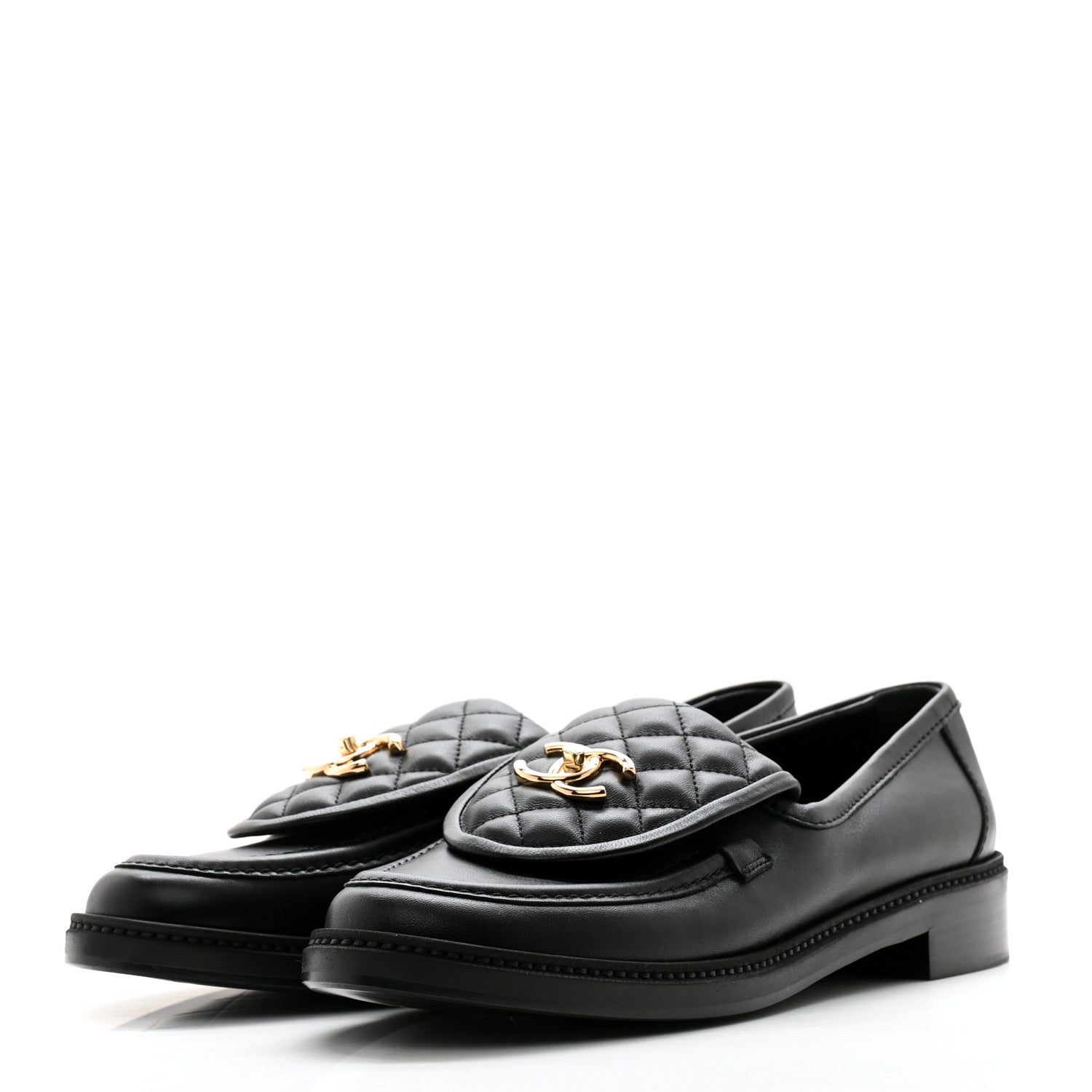 Chanel Lambskin Quilted CC Turnlock Loafers 41 Black 3 of 8