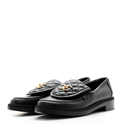 Chanel Lambskin Quilted CC Turnlock Loafers 41 Black 3 of 8