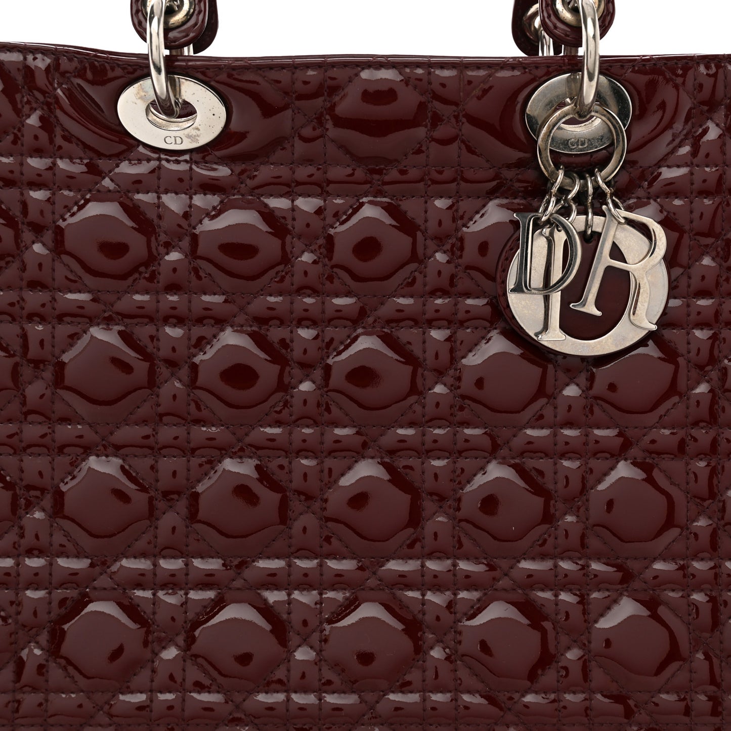 Patent Cannage Large Lady Dior Red