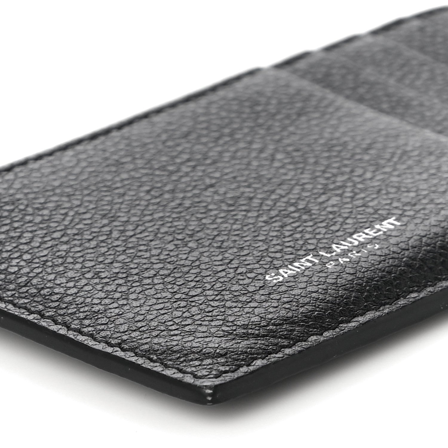 Saint Laurent Grained Calfskin 5 Fragments Zip Pouch Card Holder Black 7 of 10