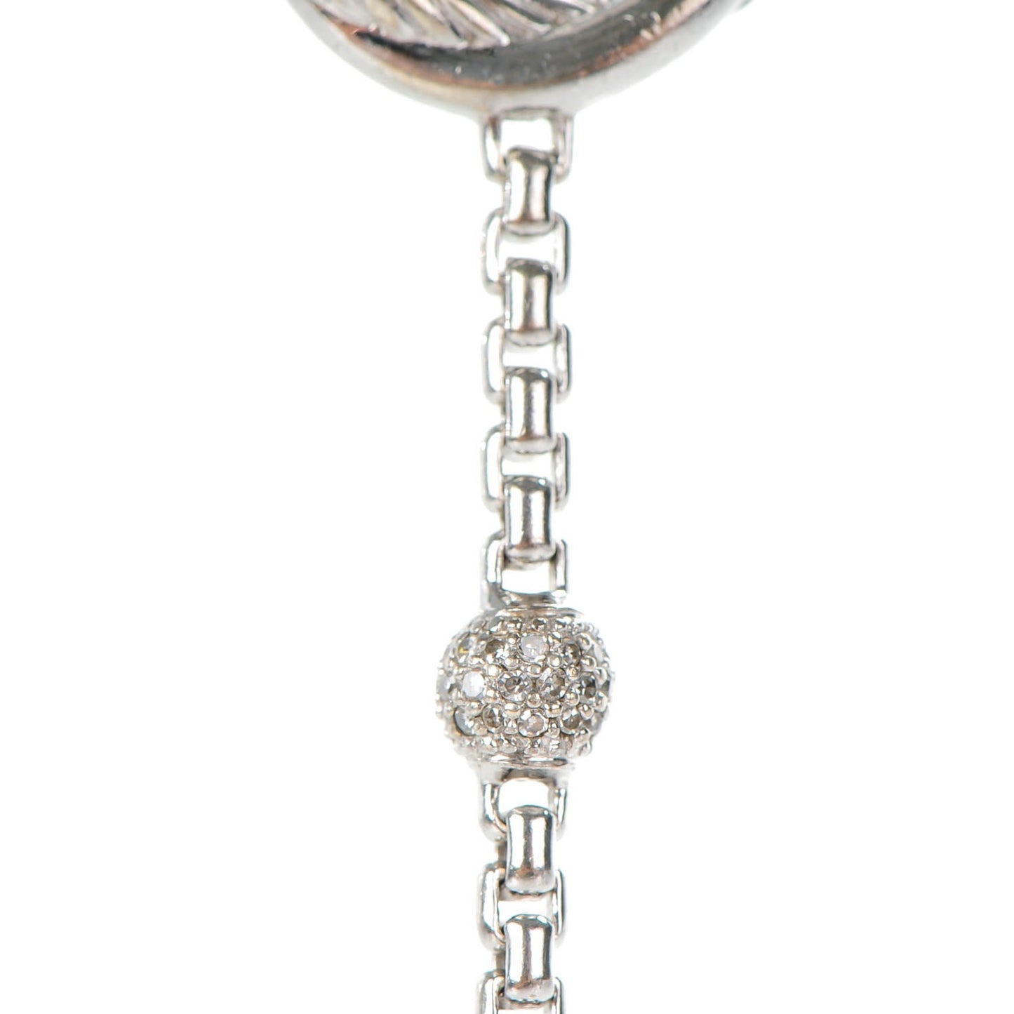 Sterling silver Pave Diamond 14mm Infinity Station Necklace