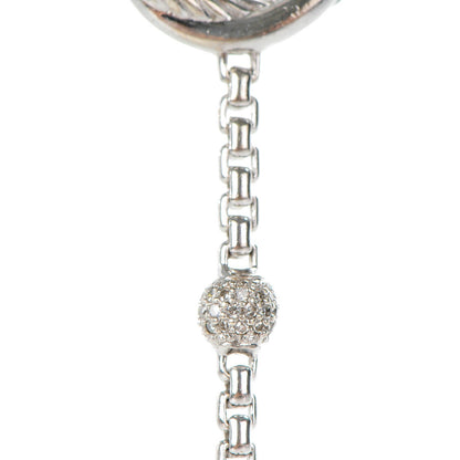 David Yurman Sterling silver Pave Diamond 14mm Infinity Station Necklace 3 of 7